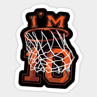 10th Birthday Basketball 10 Years Old Sticker